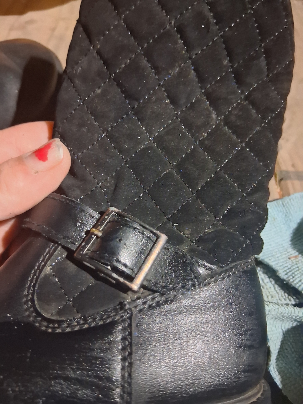 Carter's Black Quilted Toddler Boots with Buckle Detail